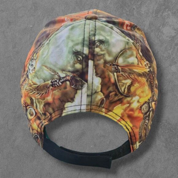 Y2K Sturgis All over print Biker Hat With Skull Hot Leather - Picture 5 of 8